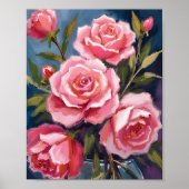 Rosa Rose Bouquet gestrichen Poster (Vorne)