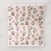 Rosa Rose Bouquet Tischkarte in Rosa Rosa Platzkarte (Innenseite Aufgefaltet)