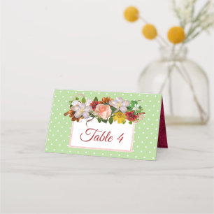 Rosa Rose Bouquet Tischkarte mit grünem Rosa Rosa Platzkarte