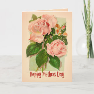 Rosa Rose Bouquet Vintager Muttertag Karte