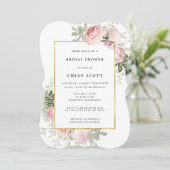 Rosa Rose Brautparty Einladung (Stehend Vorderseite)