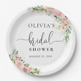 Rosa-Rose-Brautparty-Papierplatte Pappteller