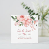 Rosa Rose Brautparty Save The Date (Stehend Vorderseite)