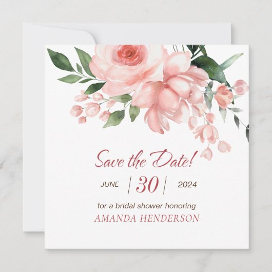 Rosa Rose Brautparty Save The Date (Vorderseite)