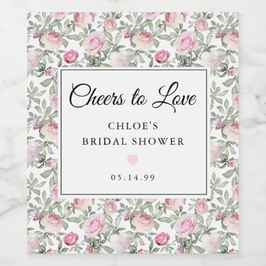 Rosa Rose Brautparty Weinetikett (Einzelnes Label)