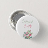 Rosa Rose Bridesmaid Brautparty Button (Vorne & Hinten)