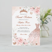 Rosa Rose Butterfly Dress 16 . Geburtstag Folieneinladung (Stehend vorne)
