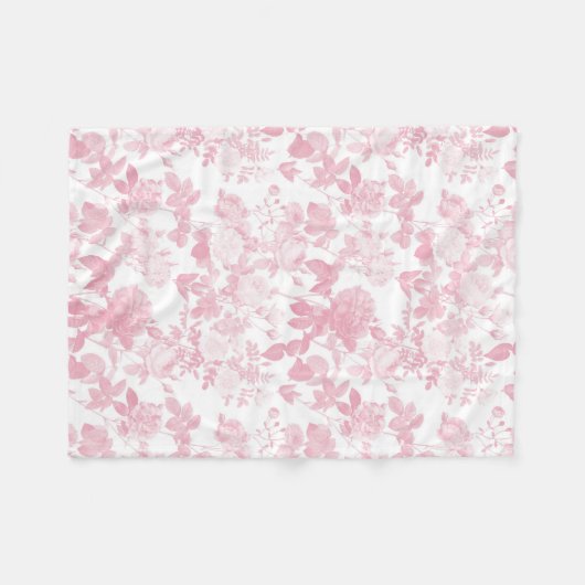 Rosa Rose Chinoiserie Muster Fleecedecke (Vorderseite (Horizontal))