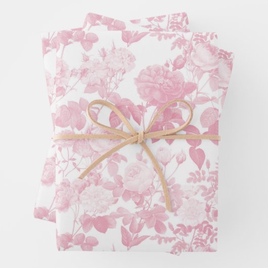 Rosa Rose Chinoiserie Muster Geschenkpapier Set (Beispiel)