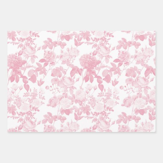 Rosa Rose Chinoiserie Muster Geschenkpapier Set (Vorderseite)
