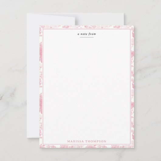 Rosa Rose Chinoiserie Muster Mitteilungskarte (Vorderseite)