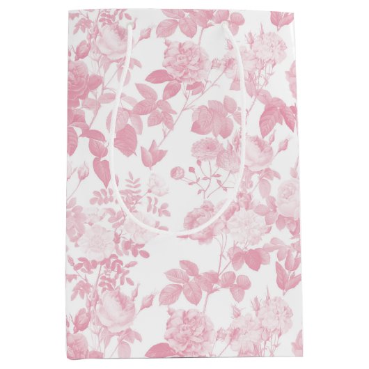 Rosa Rose Chinoiserie Muster Mittlere Geschenktüte (Vorderseite)