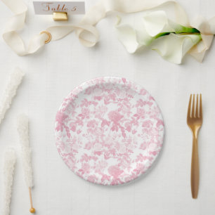 Rosa Rose Chinoiserie Muster Pappteller
