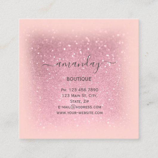 Rosa Rose Cloth Hanger Fashion Boutique Quadratische Visitenkarte (Rückseite)