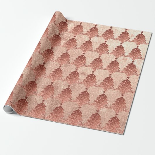 Rosa Rose Copper Gold Blush Weihnachtsbaum Geschenkpapier (Ungerollt)