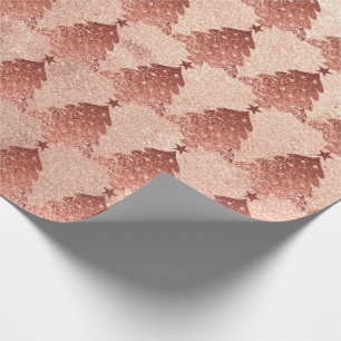Rosa Rose Copper Gold Blush Weihnachtsbaum Geschenkpapier