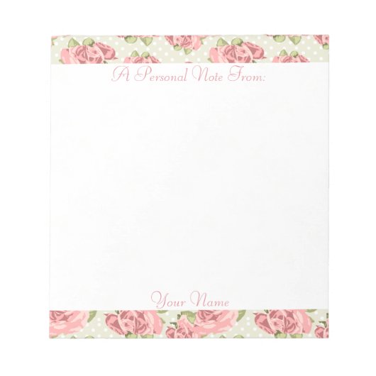 Rosa Rose Country Chic Muster Notizblock (Vorderseite)