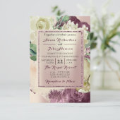 Rosa Rose Creamy Marsala Bloral Blush Wedding Einladung (Stehend Vorderseite)
