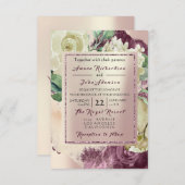 Rosa Rose Creamy Marsala Bloral Blush Wedding Einladung (Vorne/Hinten)