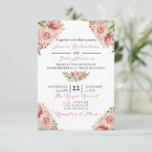 Rosa Rose cremig gestrichene Rose Hochzeit Einladung (Stehend Vorderseite)