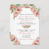 Rosa Rose cremig gestrichene Rose Hochzeit Einladung (Vorne/Hinten)