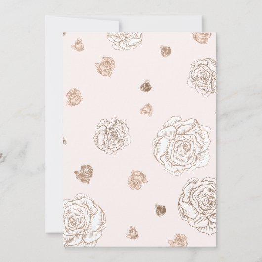 Rosa Rose Crown Vintage Hochzeit Einladung (Rückseite)