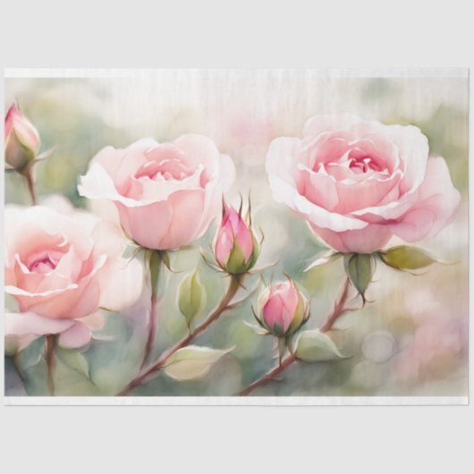 Rosa Rose Dekoupage Tissue Paper Seidenpapier (Vorderseite)