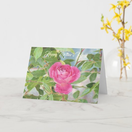 Rosa-Rose der Mutter Tages Karte (Gelbe Blume)