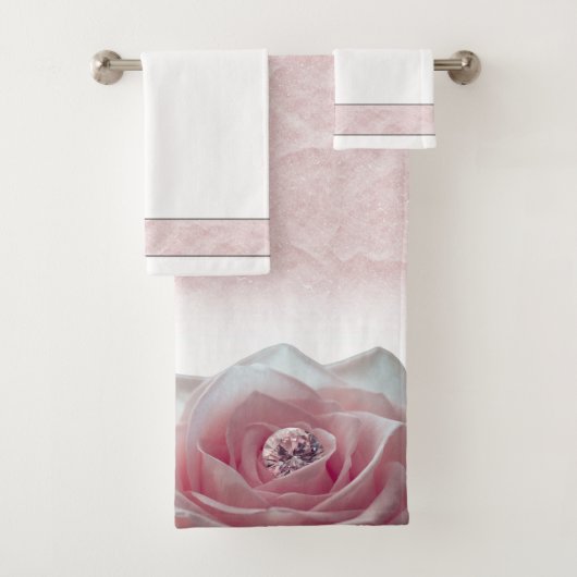 Rosa Rose & Diamond Elegant Badhandtuch Set (Insitu)
