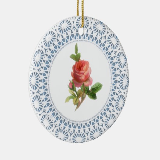 Rosa Rose Doily Style Ornament (Rechts)