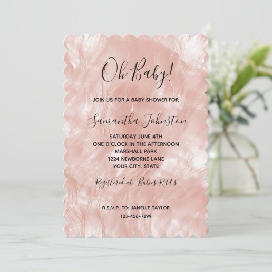 Rosa Rose Einladung (Stehend Vorderseite)