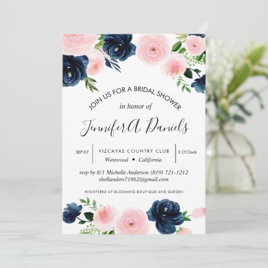 Rosa Rose Einladung (Stehend Vorderseite)