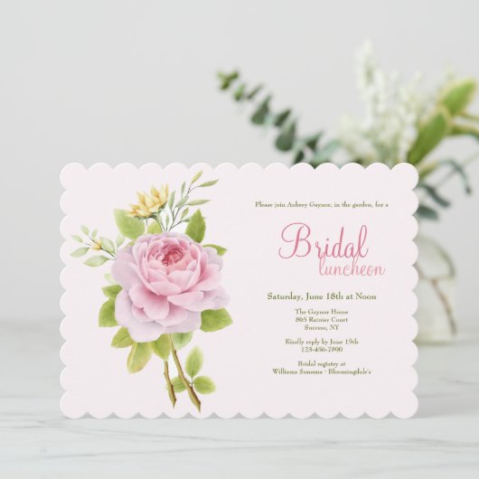 Rosa Rose Einladung (Stehend Vorderseite)