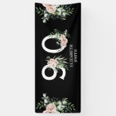 Rosa Rose Elegant 90. Black Birthday Party Banner (Vertikal)