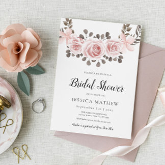 Rosa Rose Elegant Brautdusche Einladung
