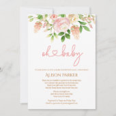 Rosa Rose Elegant Floral Girl Baby Showroom by Mai Einladung (Vorderseite)