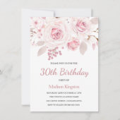Rosa Rose Elegante Frauen 30. Geburtstag Party Einladung (Vorderseite)