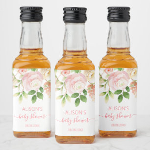 Rosa Rose Elegante Girl Girl Babydusche Mini Alkoholflaschenetikett