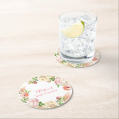 Rosa Rose Elegante Girl Girl Babydusche Runder Pappuntersetzer (Vor Ort)