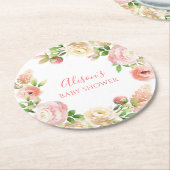 Rosa Rose Elegante Girl Girl Babydusche Runder Pappuntersetzer (Angewinkelt)