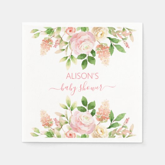 Rosa Rose Elegante Girl Girl Babydusche Serviette (Vorderseite)