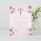 Rosa Rose erste kommunale Einladung auf Spanisch (Stehend Vorderseite)