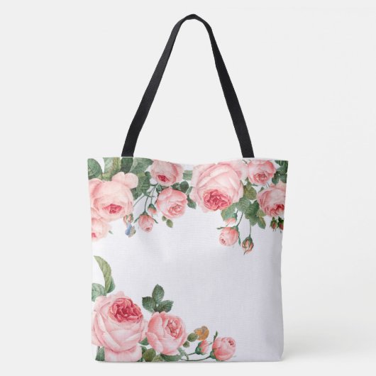 Rosa Rose Erstmonogramm Tasche (Rückseite)