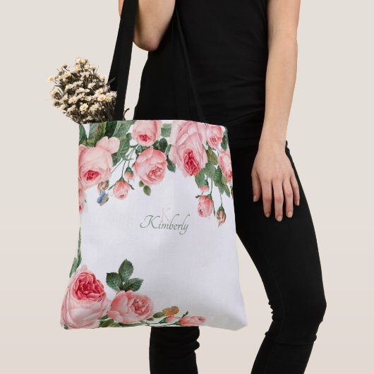 Rosa Rose Erstmonogramm Tasche (Von Nahem)