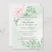 Rosa Rose Eukalyptus Foliage Feier des Lebens Einladung (Vorderseite)