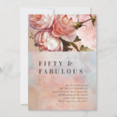 Rosa Rose fifty Fabulous floral Minimal botanisch Einladung (Vorderseite)