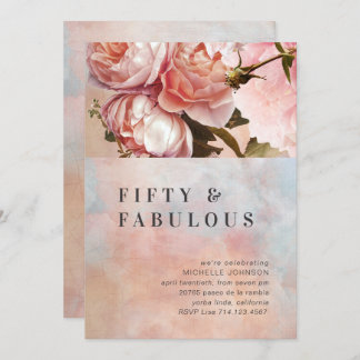 Rosa Rose fifty Fabulous floral Minimal botanisch Einladung