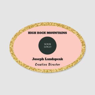 Rosa Rose & Firmenname & Logo Namensschild