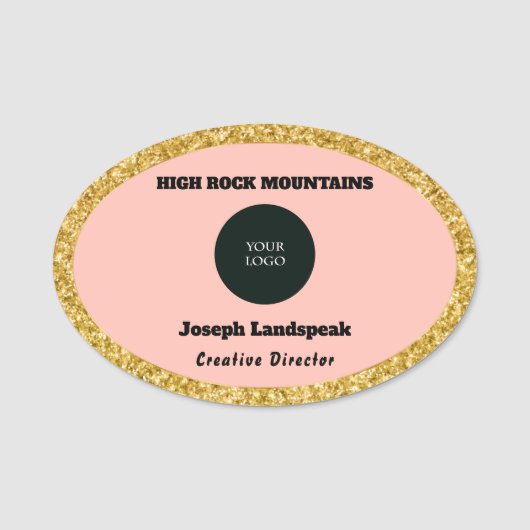 Rosa Rose & Firmenname & Logo Namensschild (Vorderseite)