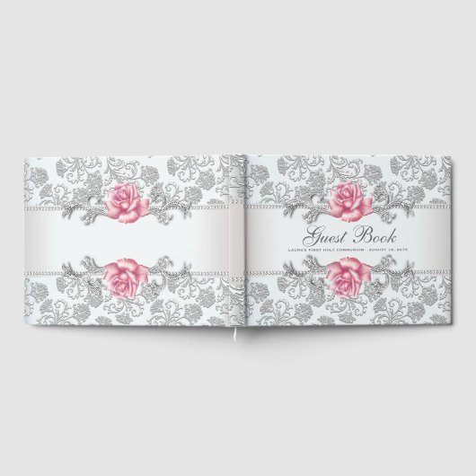 Rosa Rose First Communion Taufbuch Gästebuch (Voll)